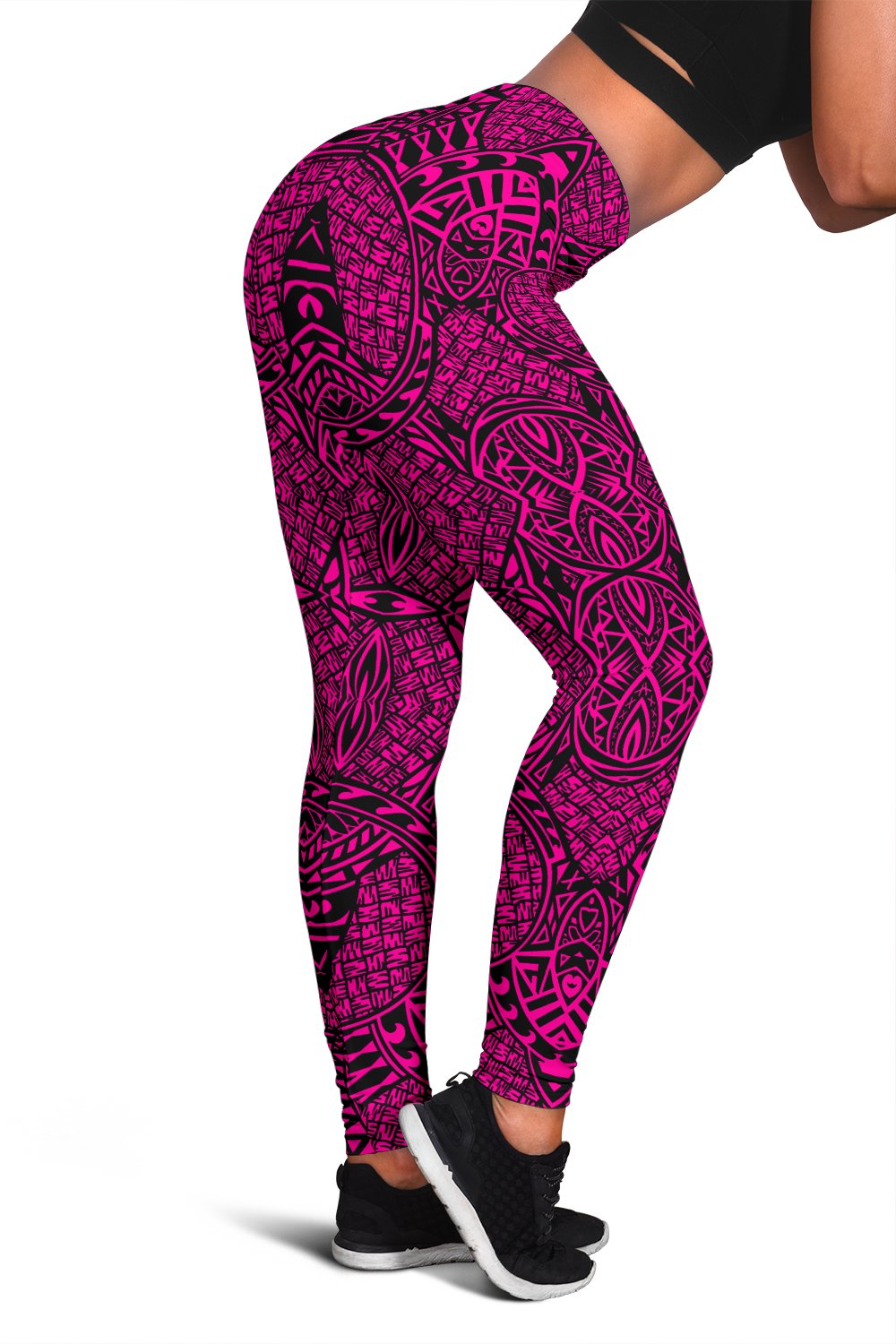 Polynesian Lauhala Mix Pink Hawaii Women's Legging AH Pink - Polynesian Pride