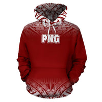Papua New Guinea All Over Hoodie Fog Red - Polynesian Pride