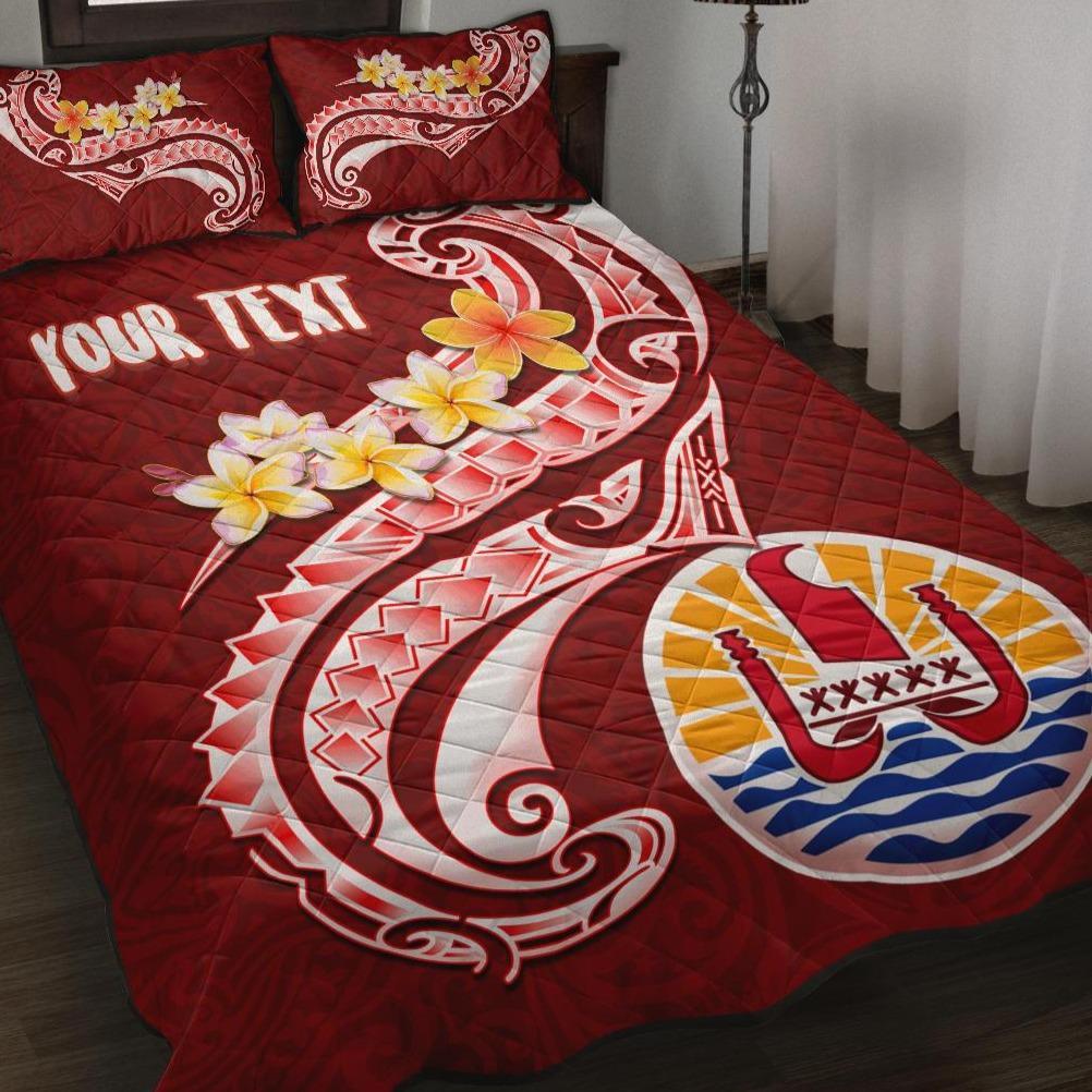 Tahiti Personalised Quilt Bed Set - Tahiti Seal Polynesian Patterns Plumeria Red - Polynesian Pride