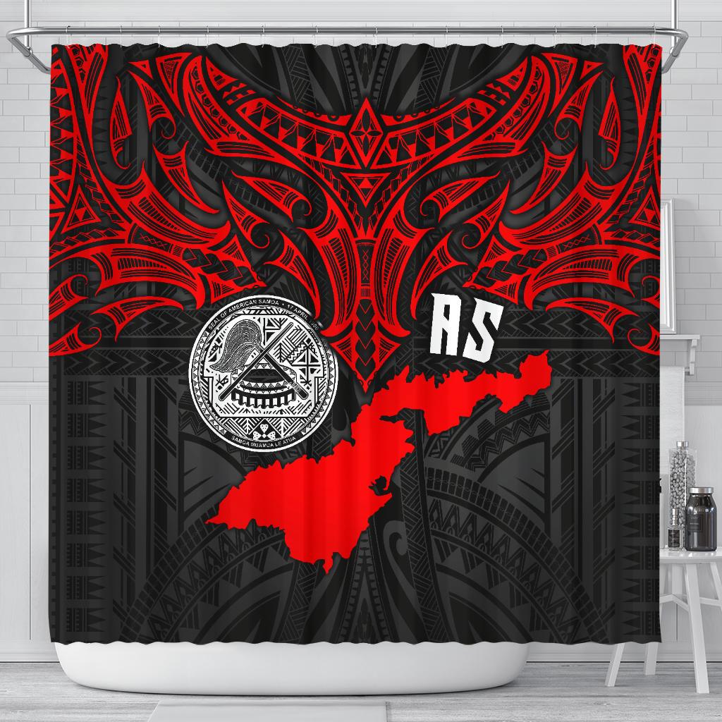 American Samoa Polynesian Shower Curtain - Whale Tail 177 x 172 (cm) Red - Polynesian Pride