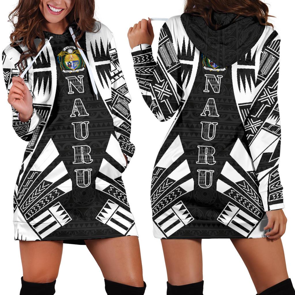 Nauru Hoodie Dress - Polynesian Tattoo Black Black - Polynesian Pride