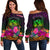 Polynesian Hawaii Women's Off Shoulder Sweater - Summer Hibiscus Art - Polynesian Pride