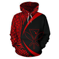 Polynesian Kanaka Maoli Map of Hawaii Hoodie Red Circle Style - Polynesian Pride