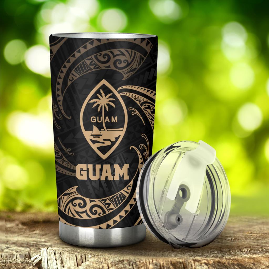 Guam Polynesian Tumbler - Gold Tribal Wave - Polynesian Pride