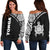 Tonga Turtle Women's Off Shoulder Sweater - Curve Style Black - Polynesian Pride