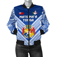 Mate Ma'a Tonga Rugby Women's Bomber Jacket Polynesian Creative Style - Blue Blue - Polynesian Pride
