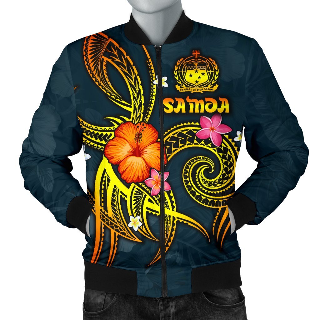 Polynesian Hawaii Men's Bomber Jacket - Legend of Samoa (Blue) Blue - Polynesian Pride