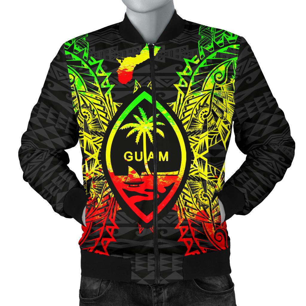 Guam Polynesian Men's Bomber Jacket Map Reggae Reggae - Polynesian Pride