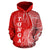 Tonga Polynesian Hoodie Coconut Tree Red nd White - Polynesian Pride