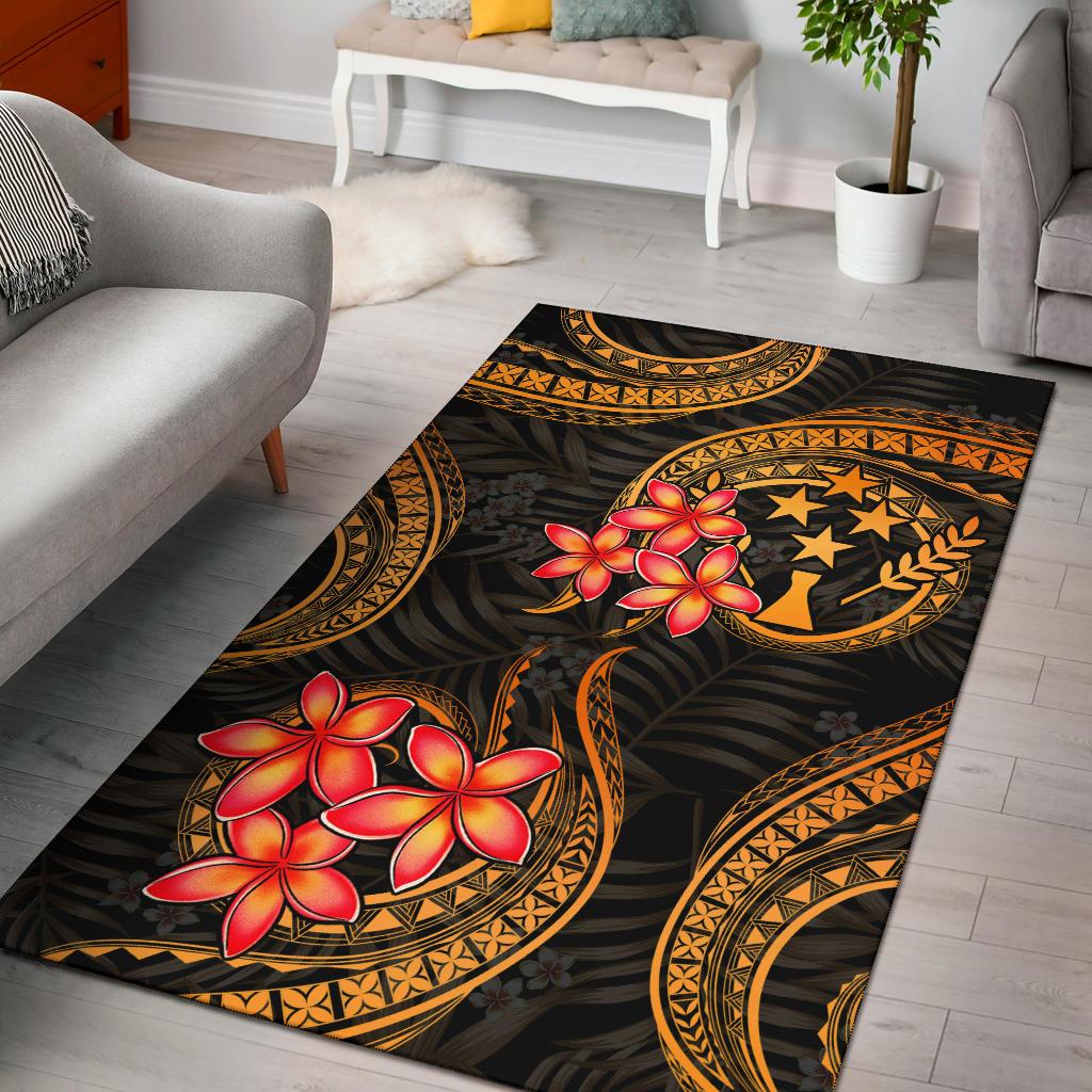 Kosrae Micronesian Area Rug - Gold Plumeria GOLD - Polynesian Pride