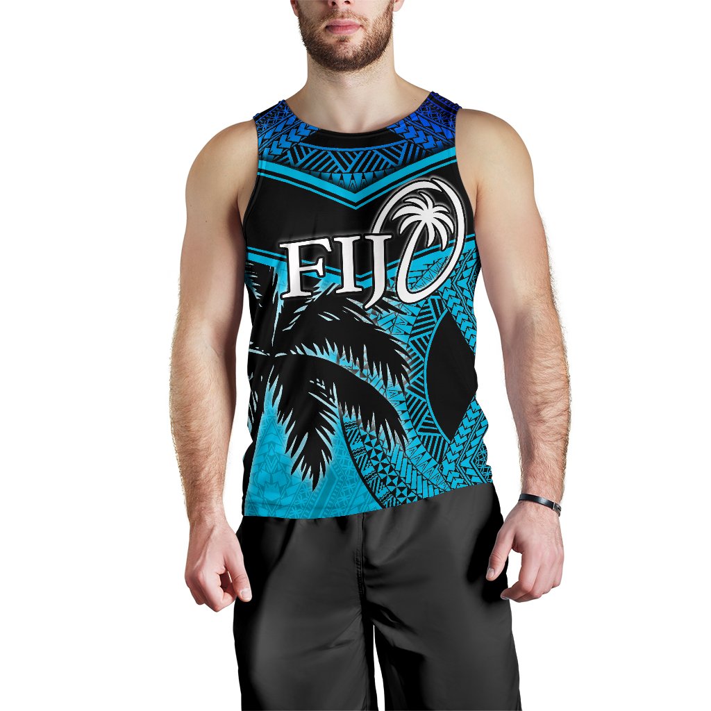 Fiji Rugby Polynesian Men's Tank Top Blue - Polynesian Pride