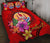 Tahiti Polynesian Quilt Bed Set - Floral With Seal Red Red - Polynesian Pride