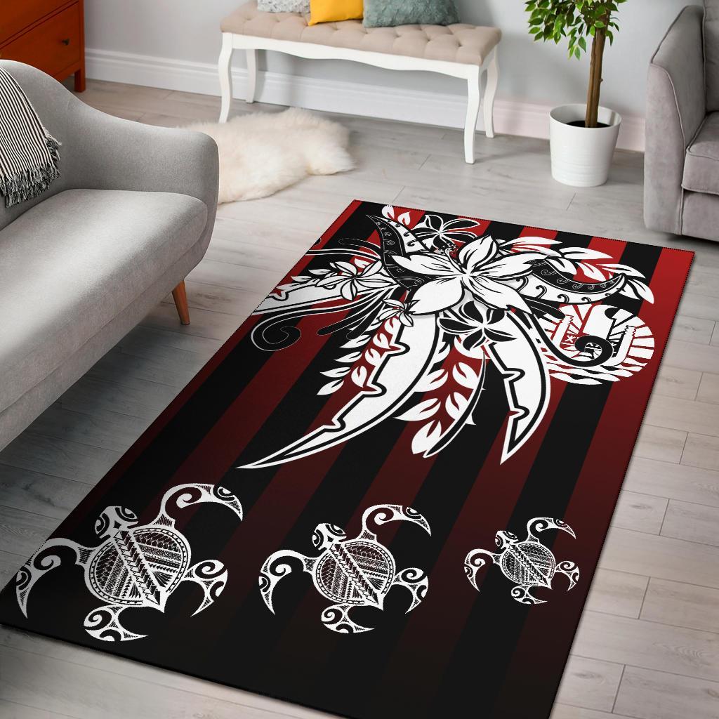 Tahiti Area Rug - Vertical Stripes Style Red - Polynesian Pride