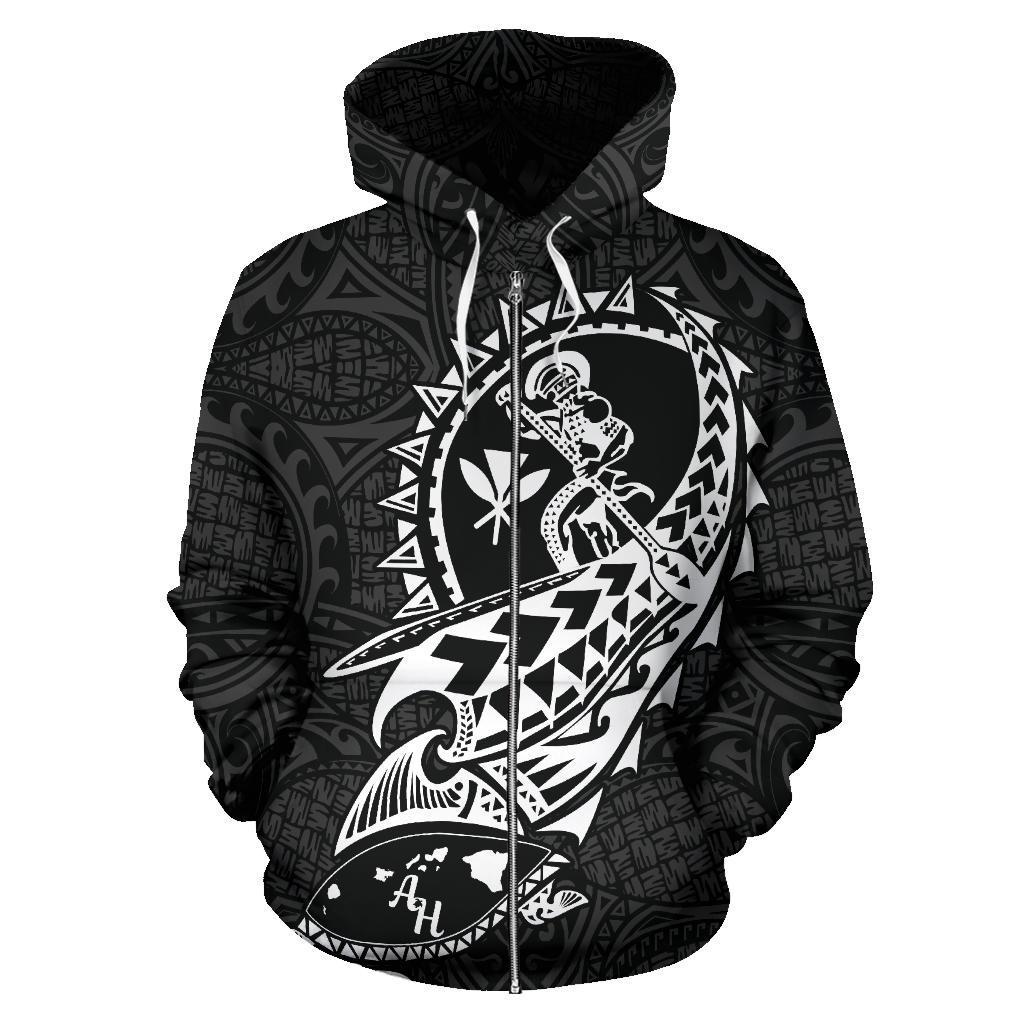 Polynesian Suffer Kanaka Warrior Hawaii Zip Hoodie White - Polynesian Pride
