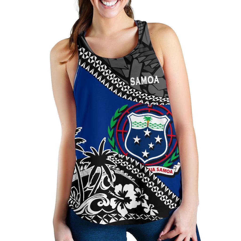 Samoa Women Racerback Tank Fall In The Wave K9 Blue - Polynesian Pride