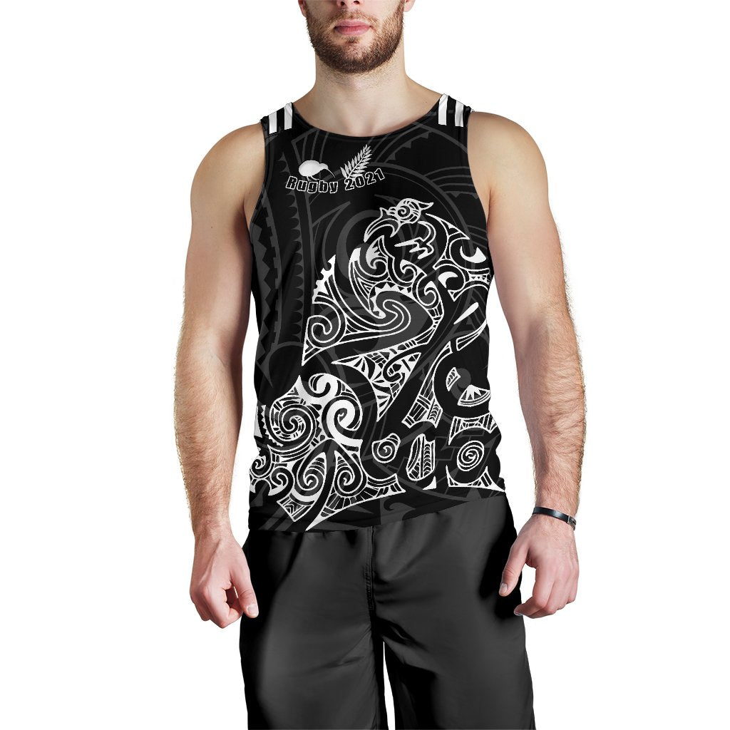 Aotearoa Super Rugby Men Tank Top Maori Kiwi Black - Polynesian Pride