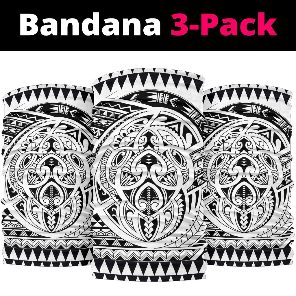 Hawaiian Polynesian Tatau Turtle White Bandana 3 - Pack - Polynesian Pride