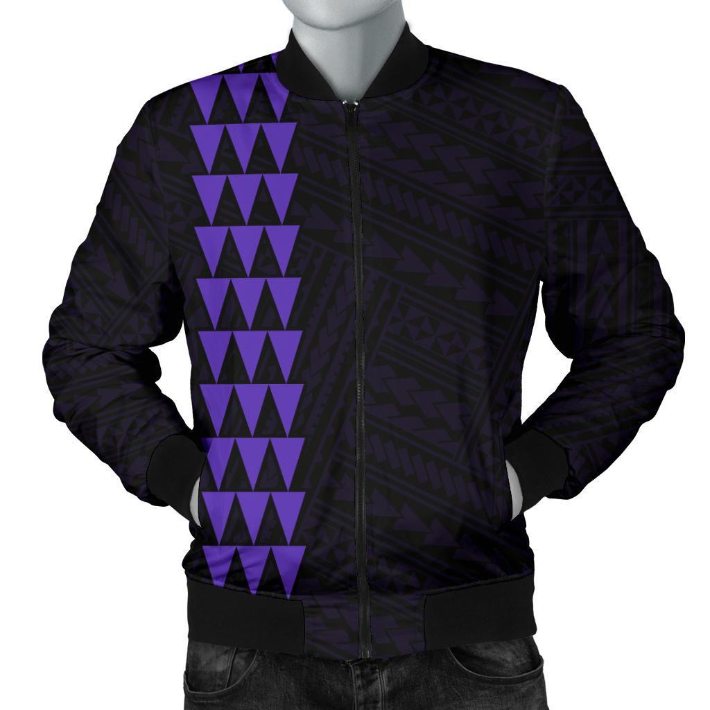 Hawaii Kakau Polynesian Hammerhead Shark Map Personalized Men's Bomber Jacket - Purple Purple - Polynesian Pride