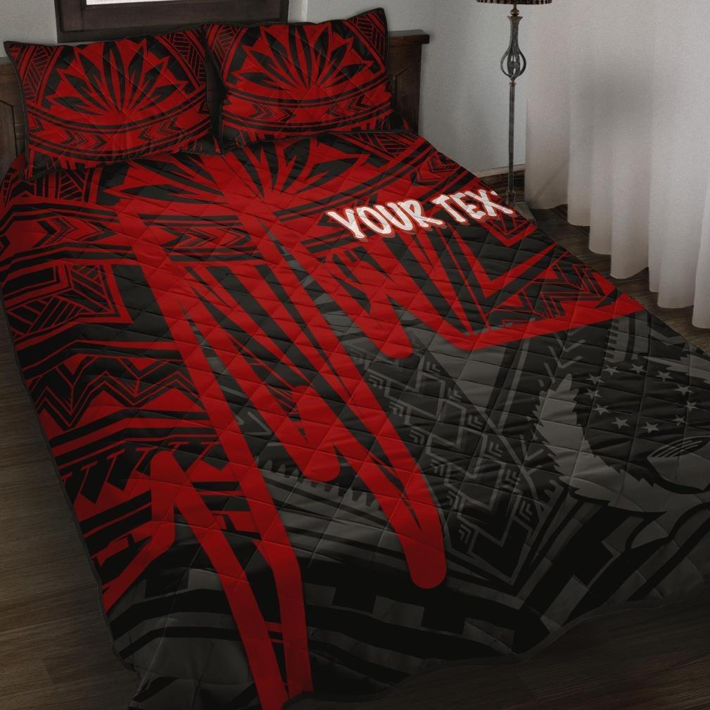 Pohnpei Personalised Quilt Bed Set - Pohnpei Seal In Heartbeat Patterns Style (Red) Red - Polynesian Pride