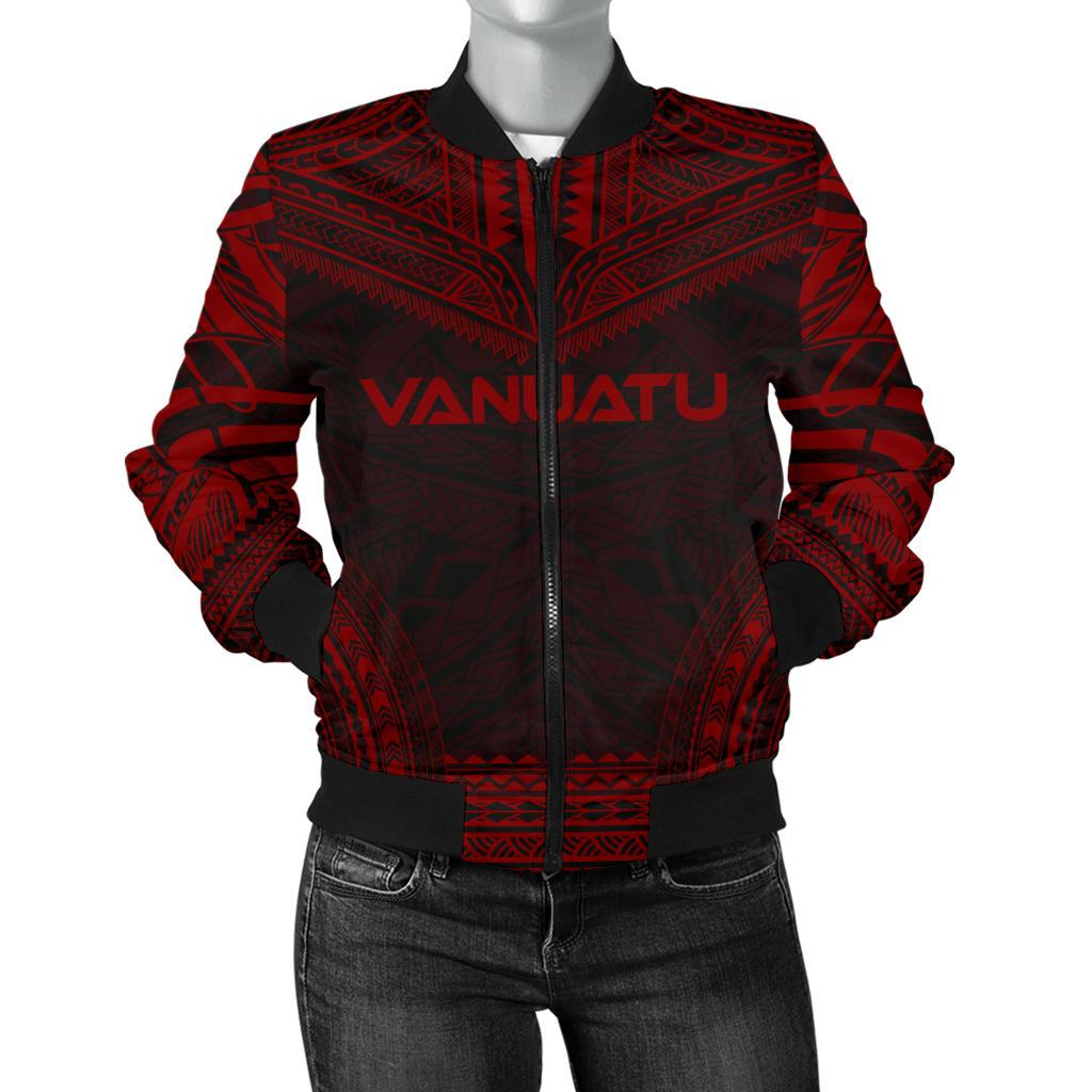 Vanuatu Polynesian Chief Women'S Bomber Jacket - Red Version Red - Polynesian Pride