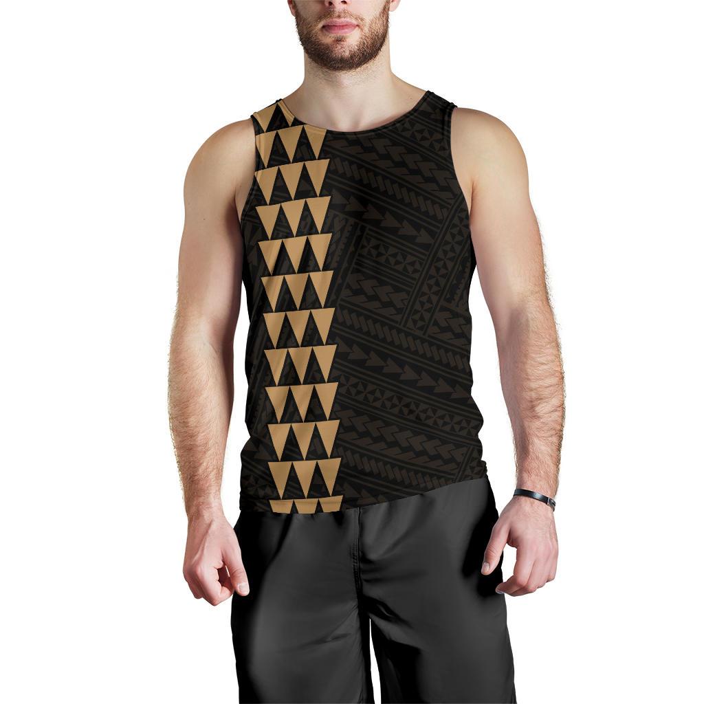 Hawaii Kakau Polynesian Kanaka Map Personalized Men's Tank Top - Gold - Polynesian Pride