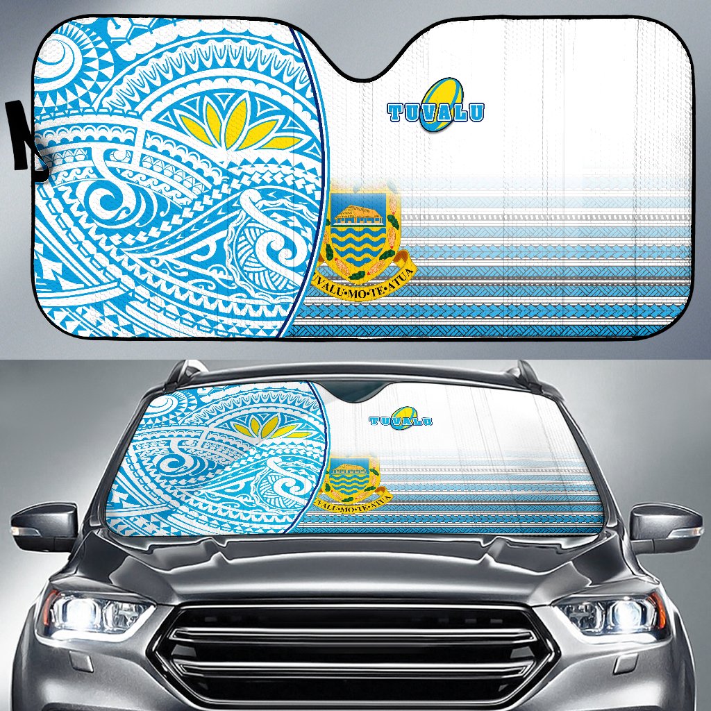 Tuvalu Rugby Auto Sun Shades Special Auto Sun Shade Universal Fit Blue - Polynesian Pride