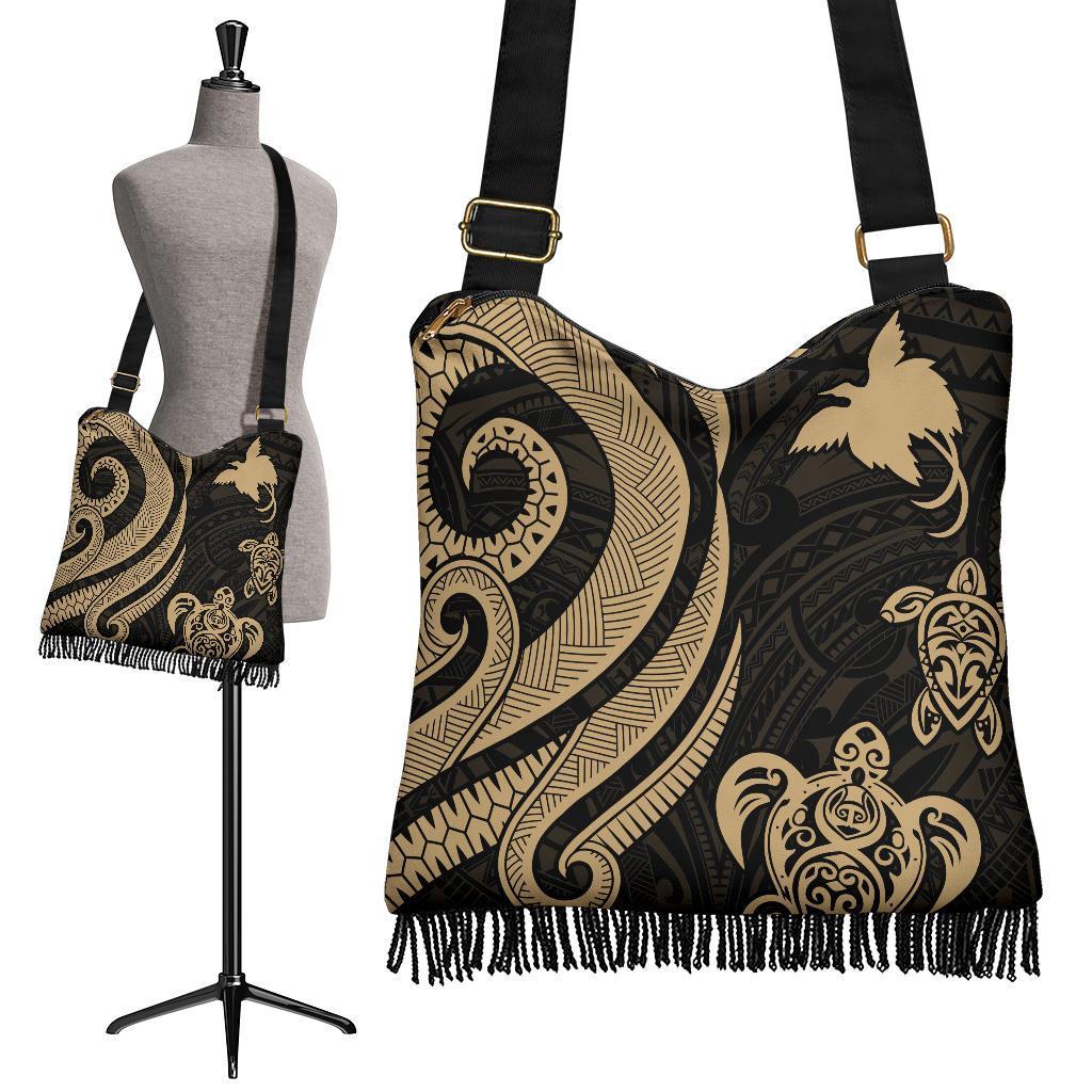 Papua New Guinea Boho Handbag - Gold Tentacle Turtle Boho Handbag One Size Gold - Polynesian Pride