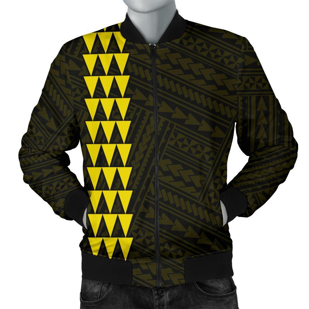 Hawaii Kakau Polynesian Kanaka Map Personalized Men's Bomber Jacket - Yellow Yellow - Polynesian Pride