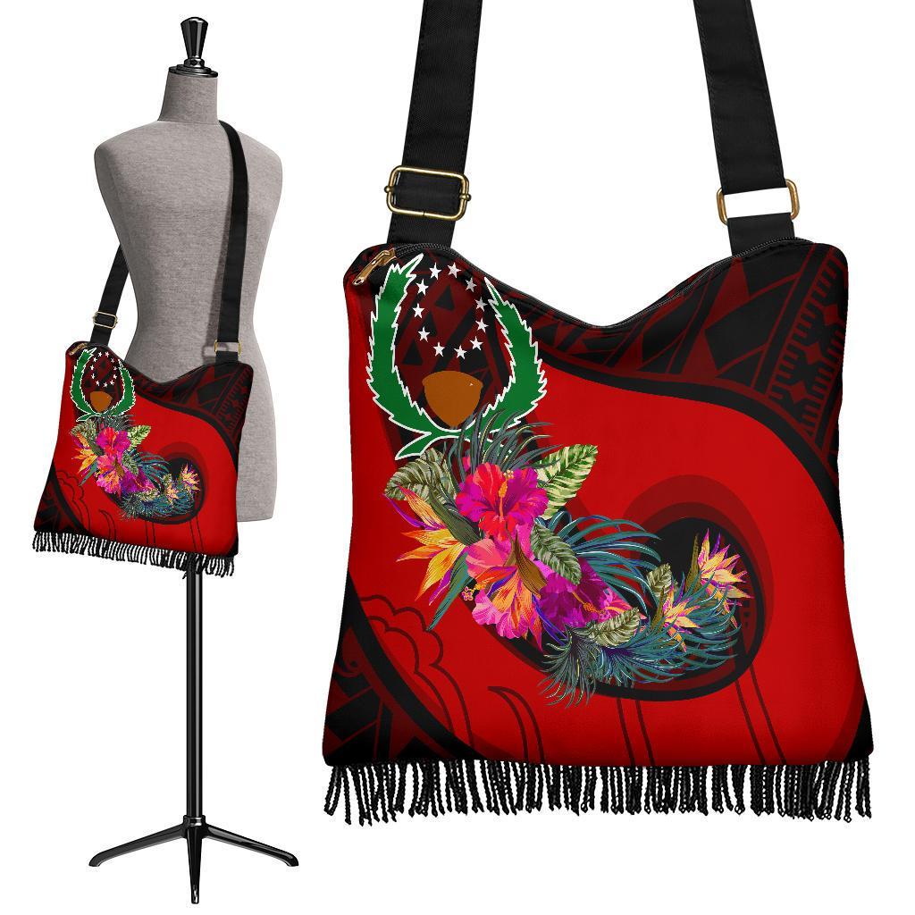 Pohnpei Boho Handbag - Polynesian Hook And Hibiscus (Red) - Polynesian Pride