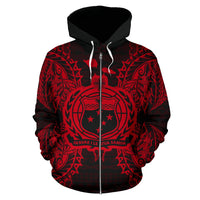 Samoa Polynesian All Over Zip up Hoodie Map Red - Polynesian Pride