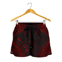 Niue Women's Shorts - Polynesian Chief Red Version Women Red - Polynesian Pride