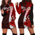 Kosrae Micronesia Hoodie Dress - Coat Of Arm With Hibiscus Red - Polynesian Pride