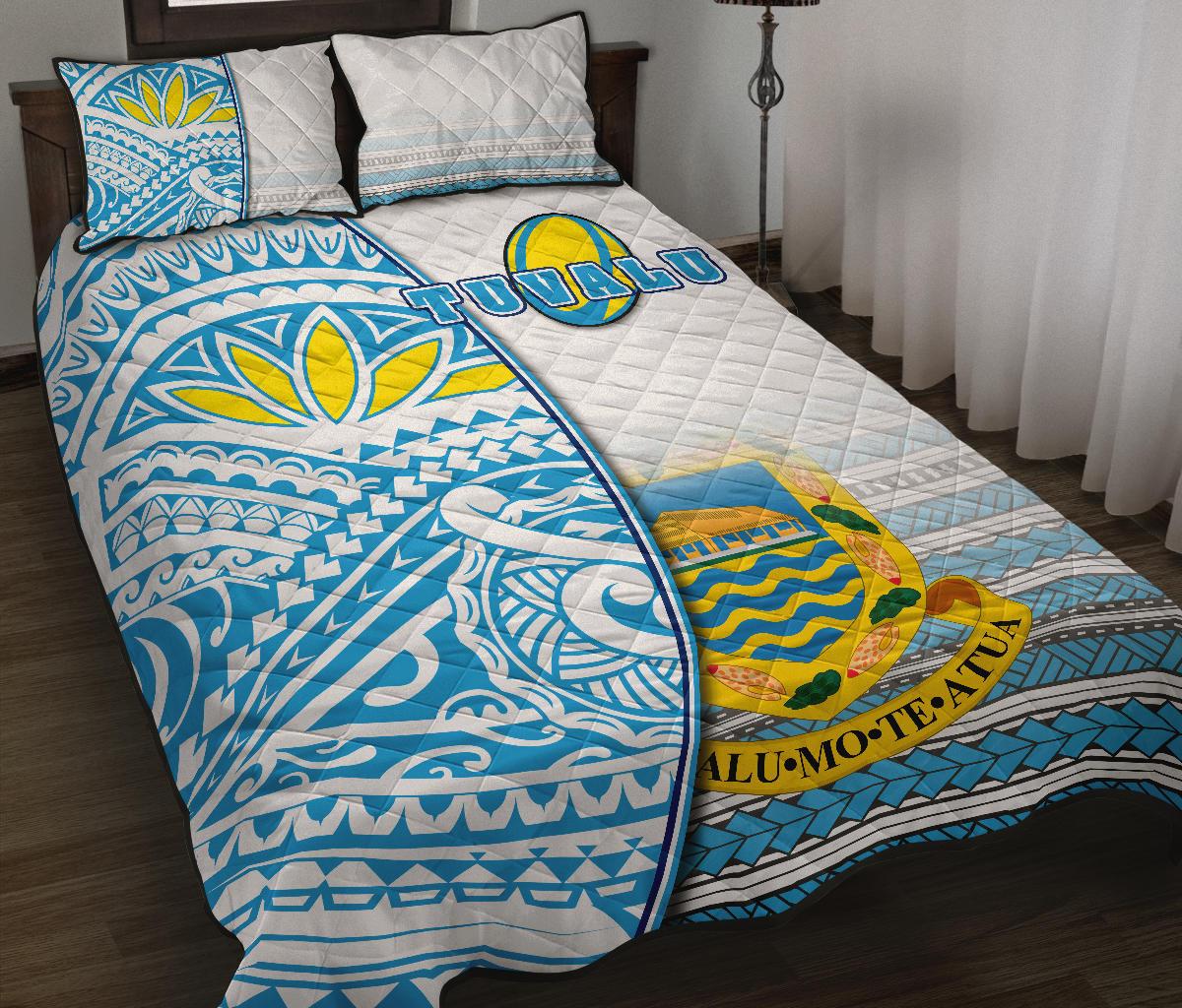 Tuvalu Rugby Quilt Bed Set Special Blue - Polynesian Pride