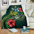 Solomon Islands Polynesian Premium Blanket - Green Turtle Hibiscus White - Polynesian Pride