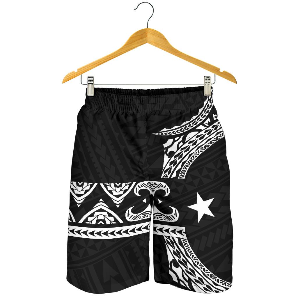 Federated States Of Micronesia Polynesian All Over Print Men's Short - Black Version Black - White - Polynesian Pride