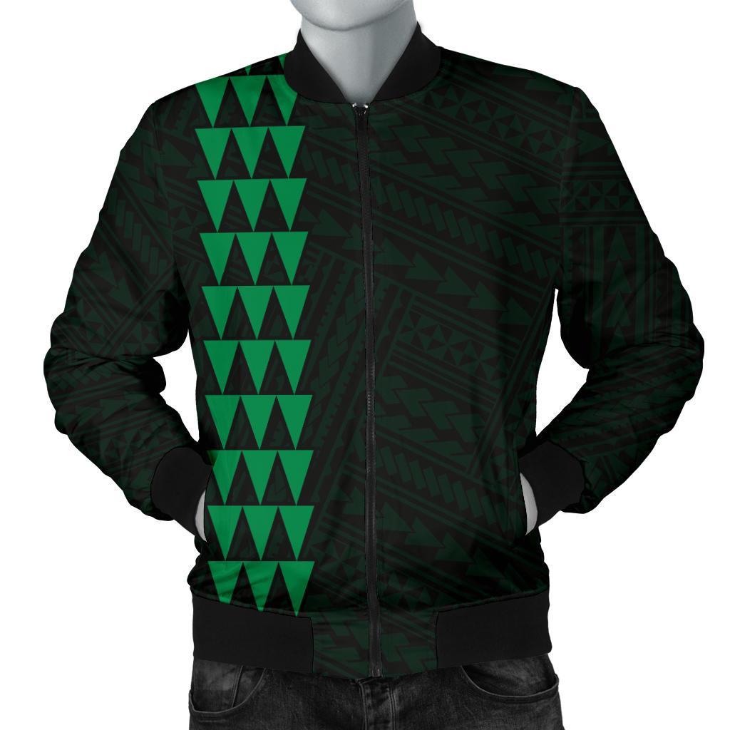 Hawaii Kakau Polynesian Hammerhead Shark Map Personalized Men's Bomber Jacket - Green Green - Polynesian Pride