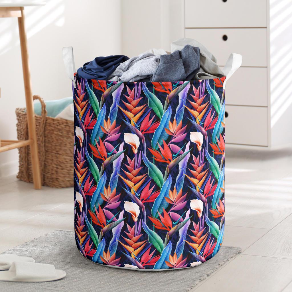 Tropical Flower Hawaii Laundry Basket Laundry Basket One Size Black - Polynesian Pride