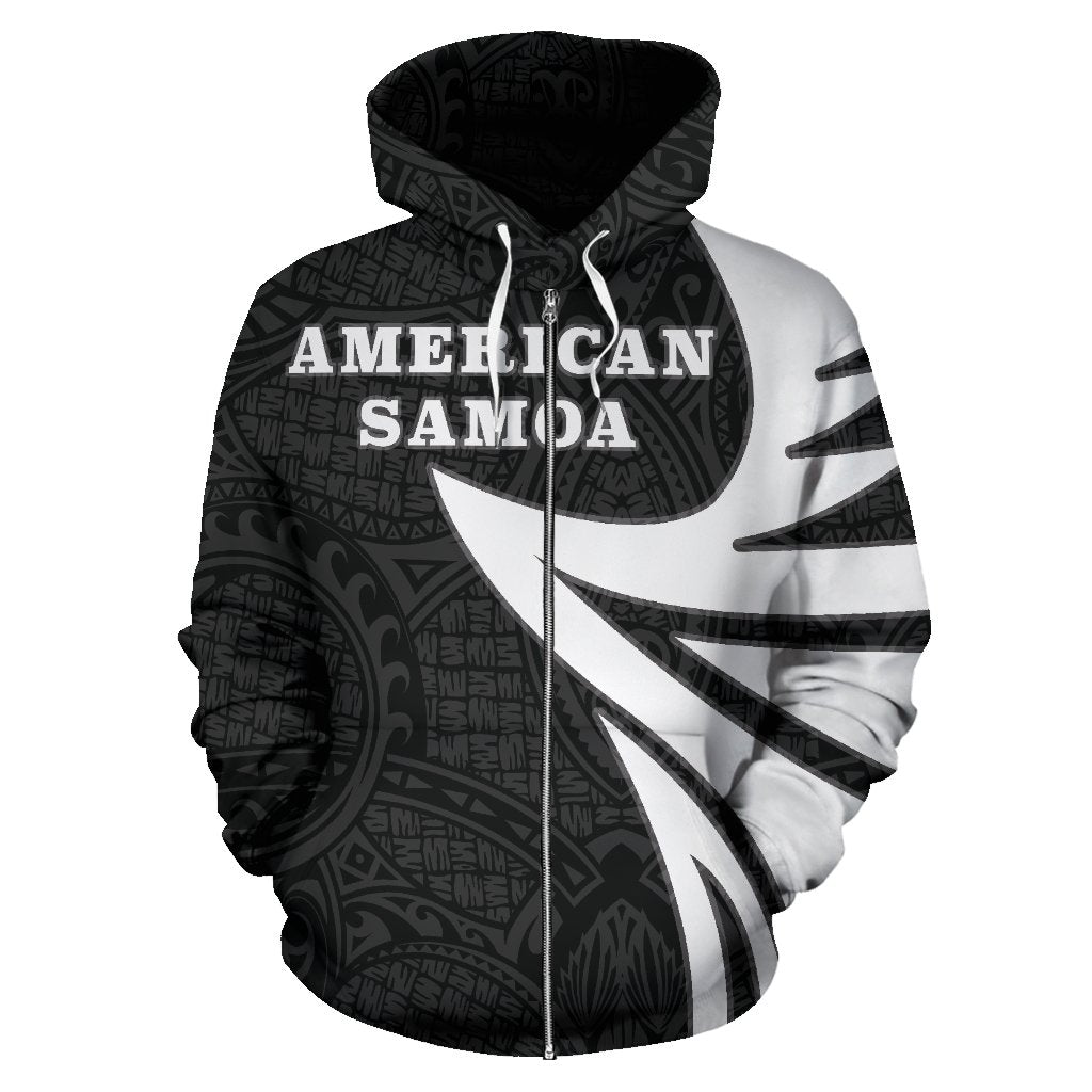 American Samoa Polynesian Zip up Hoodie Warrior Style - Polynesian Pride