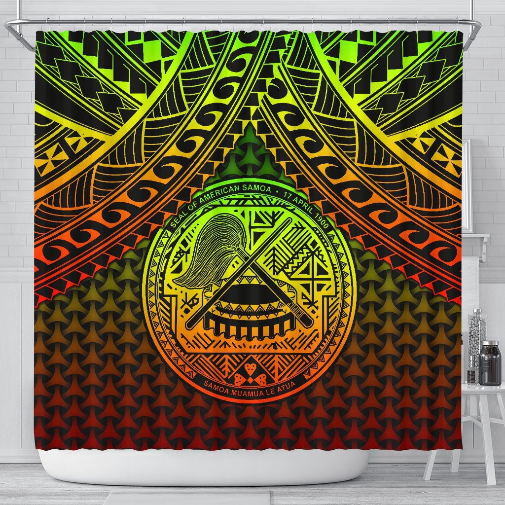 Polynesian American Samoa Shower Curtain - Reggae Vintage Polynesian Patterns 177 x 172 (cm) Reggae - Polynesian Pride