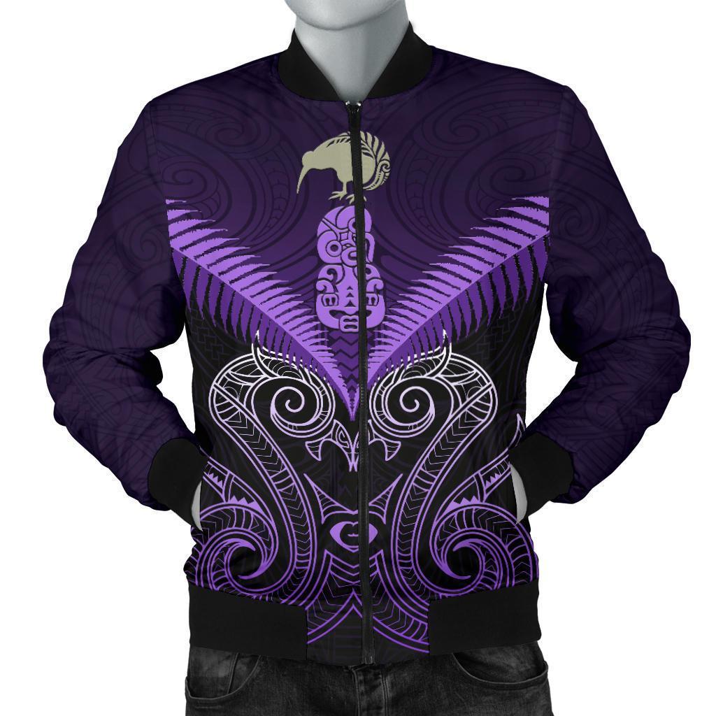 Maori Manaia New Zealand Men Bomber Jacket Purple Purple - Polynesian Pride