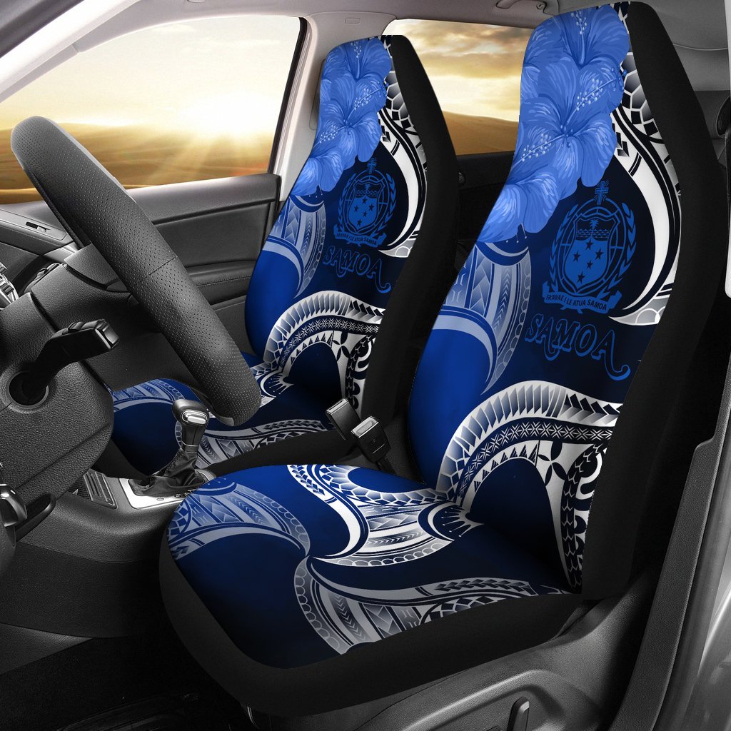 Samoa Car Seat Covers - Samoa Seal Wave Style (Blue) Universal Fit Blue - Polynesian Pride