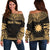 Nauru Polynesian Chief Custom Personalised Women's Off Shoulder Sweater - Gold Version Gold - Polynesian Pride