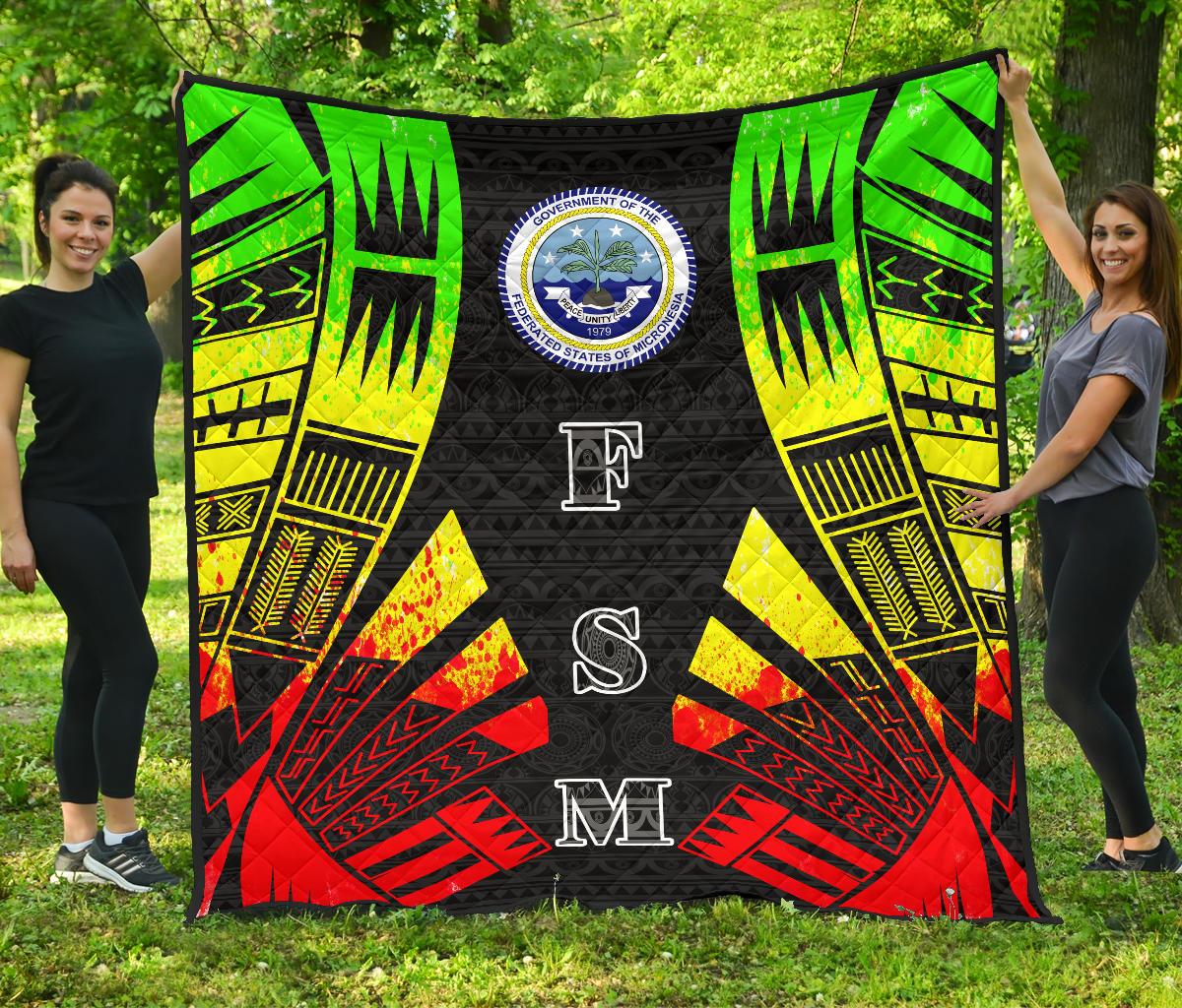 Federated States Of Micronesia Premium Quilt - Federated States Of Micronesia Seal Polynesian Reggae Tattoo - Polynesian Pride