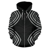 Guam Zip up Hoodie Micronesia Black Warrior Style - Polynesian Pride