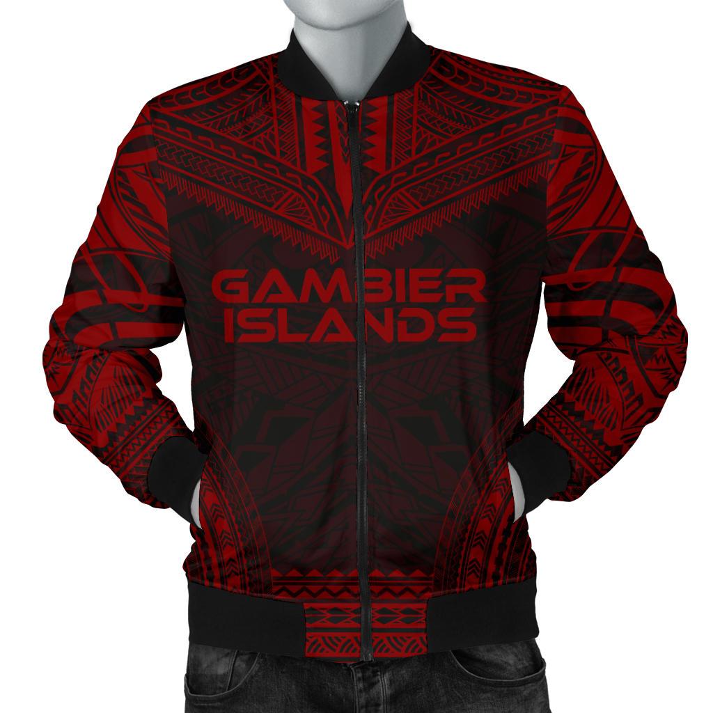 Gambier Islands Polynesian Chief Men's Bomber Jacket - Red Version Red - Polynesian Pride