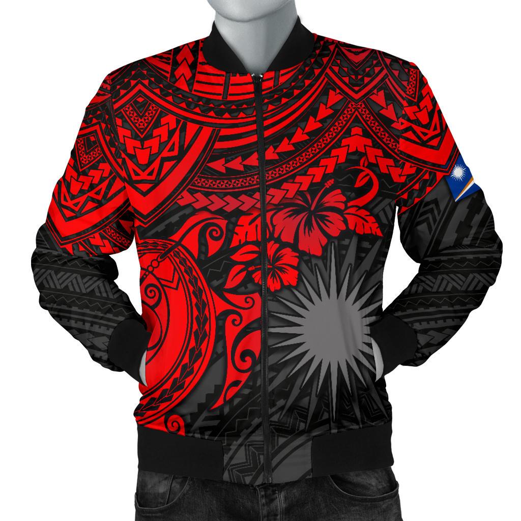 Marshall Islands Polynesian Bomber Jacket (Men) - Red Turtle Red - Polynesian Pride