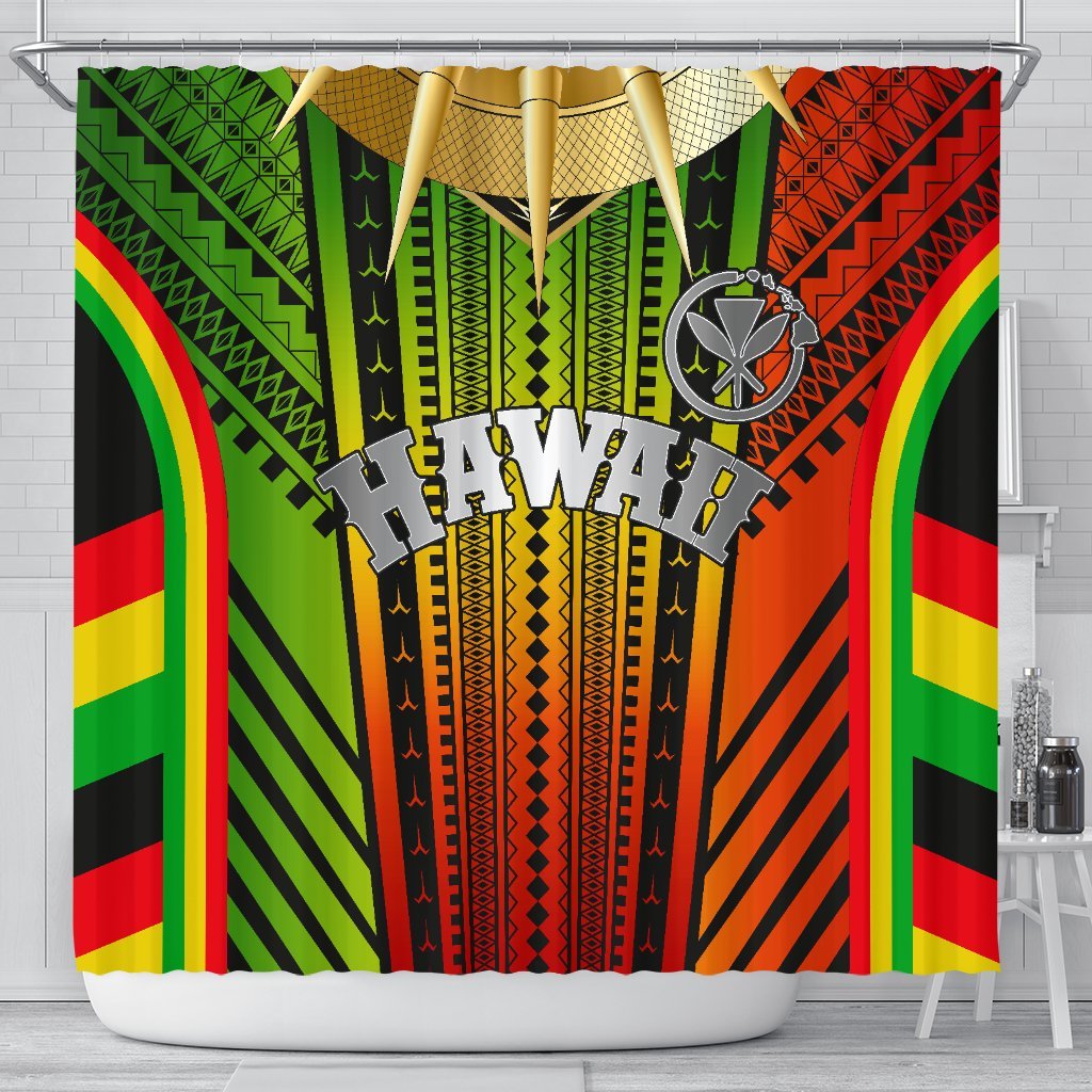 Hawaii Polynesian Shower Curtain - Tribal Ornamental 177 x 172 (cm) Reggae - Polynesian Pride