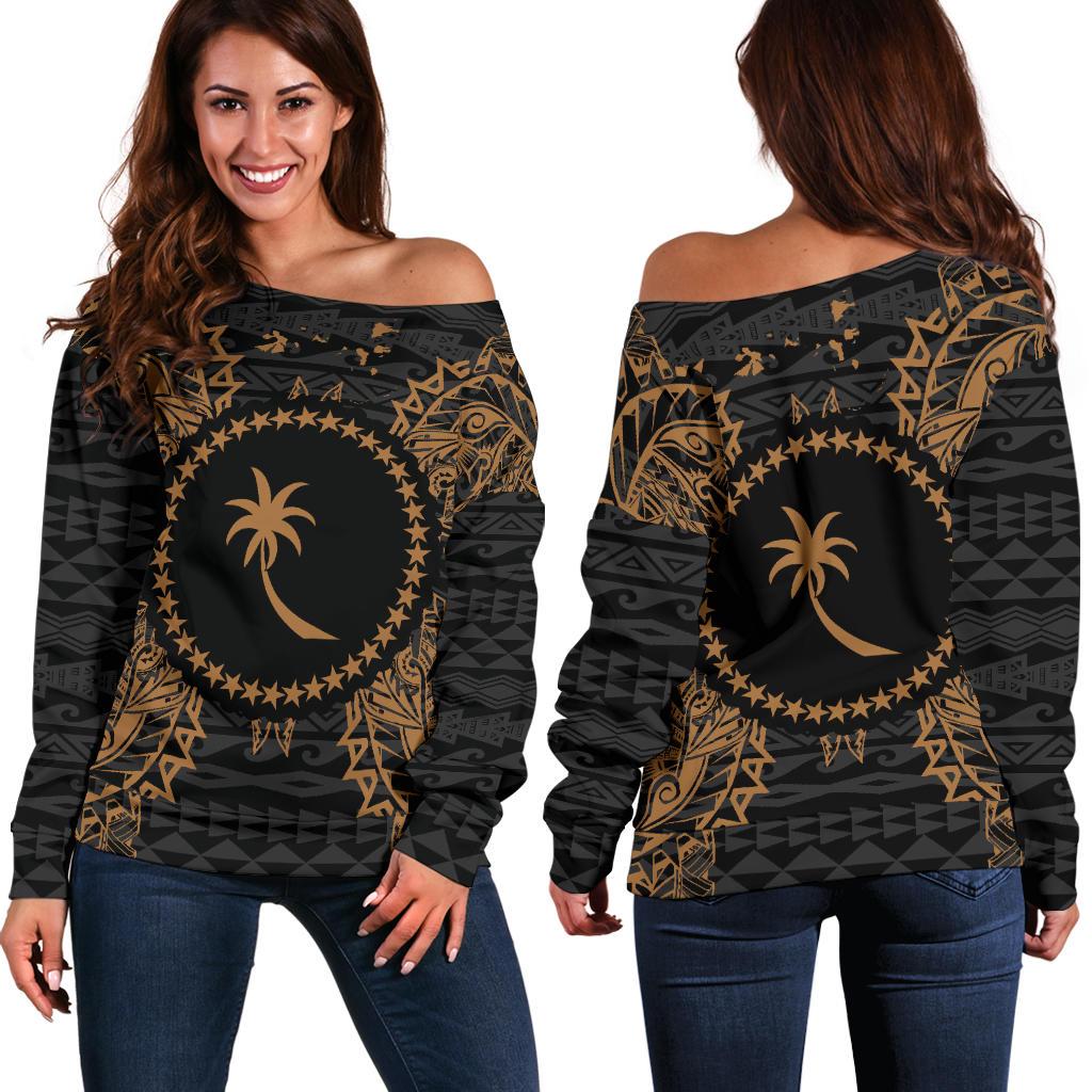 Chuuk Polynesian Shoulder Sweater Map Gold Gold - Polynesian Pride
