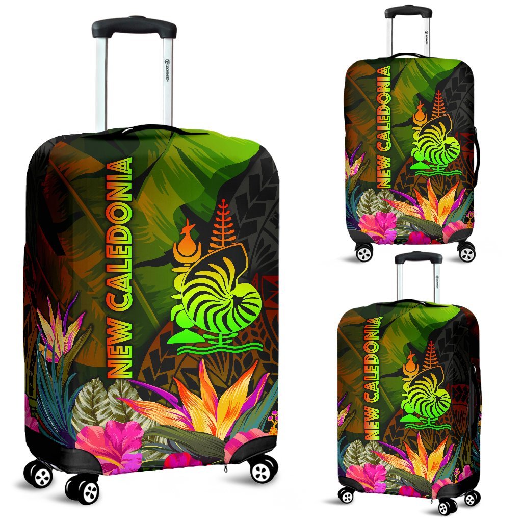 New Caledonia Polynesian Luggage Covers - Hibiscus and Banana Leaves - Polynesian Pride
