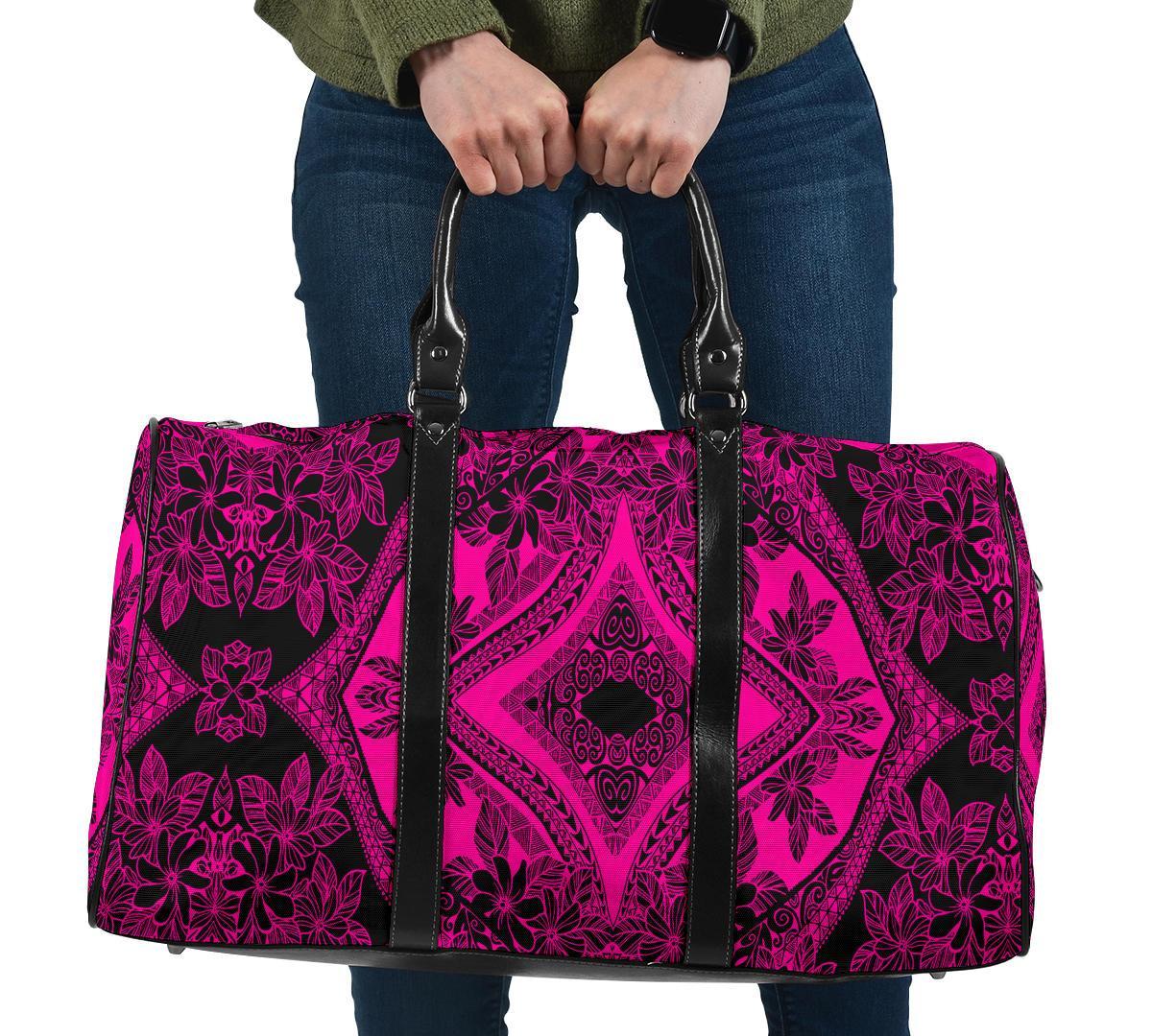 Polynesian Plumeria Mix Pink Black Hawaii Travel Bag Travel Bag One size Pink - Polynesian Pride
